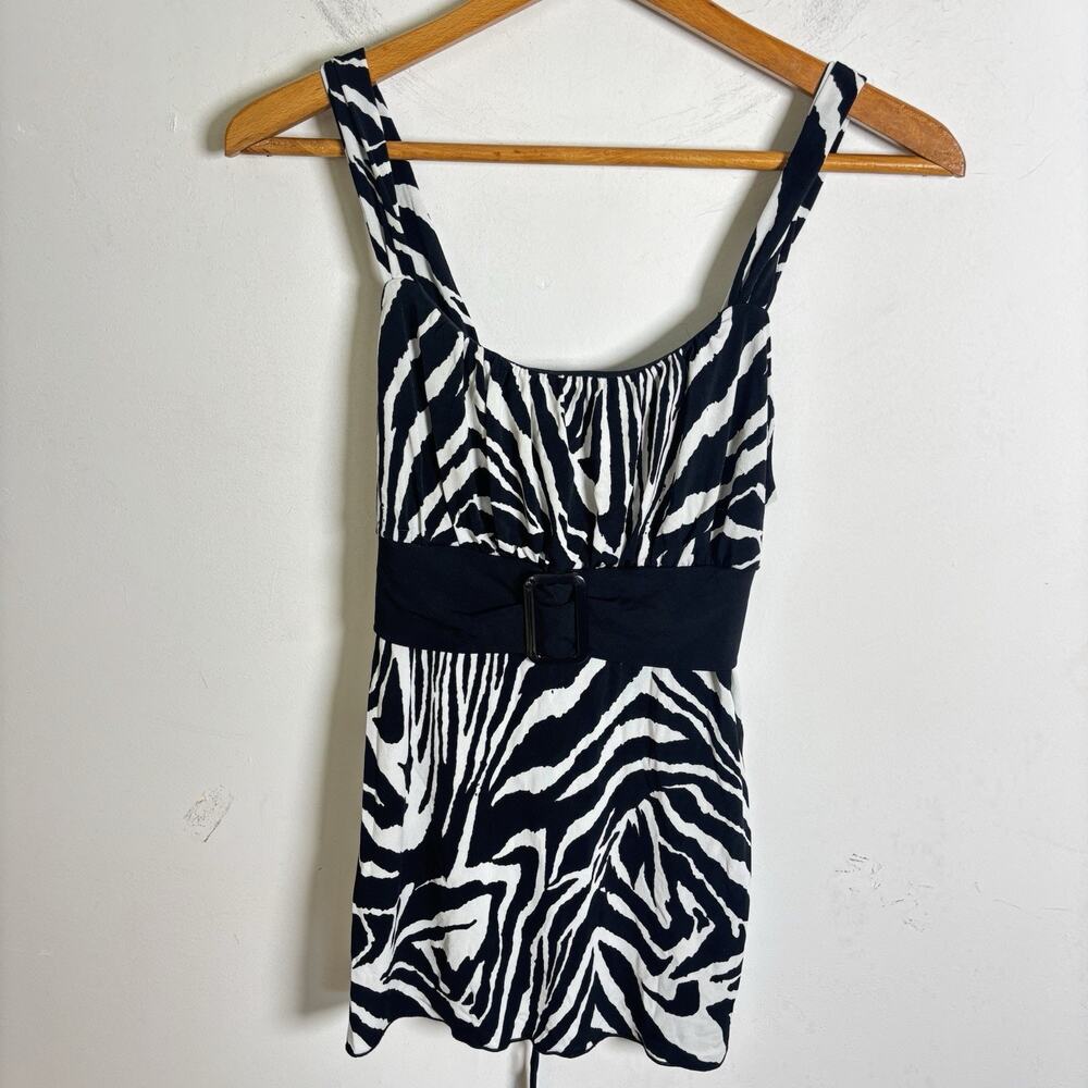 Vintage lz byer Y2K Zebra Tank Top Animal print club slinky Size M